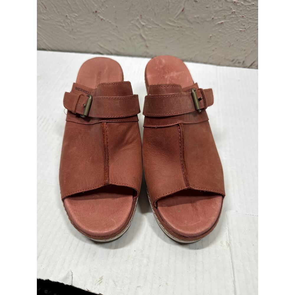 Merrell Womens Leather Slide Open Toe Clogs Sandals Heels‎ Size 8